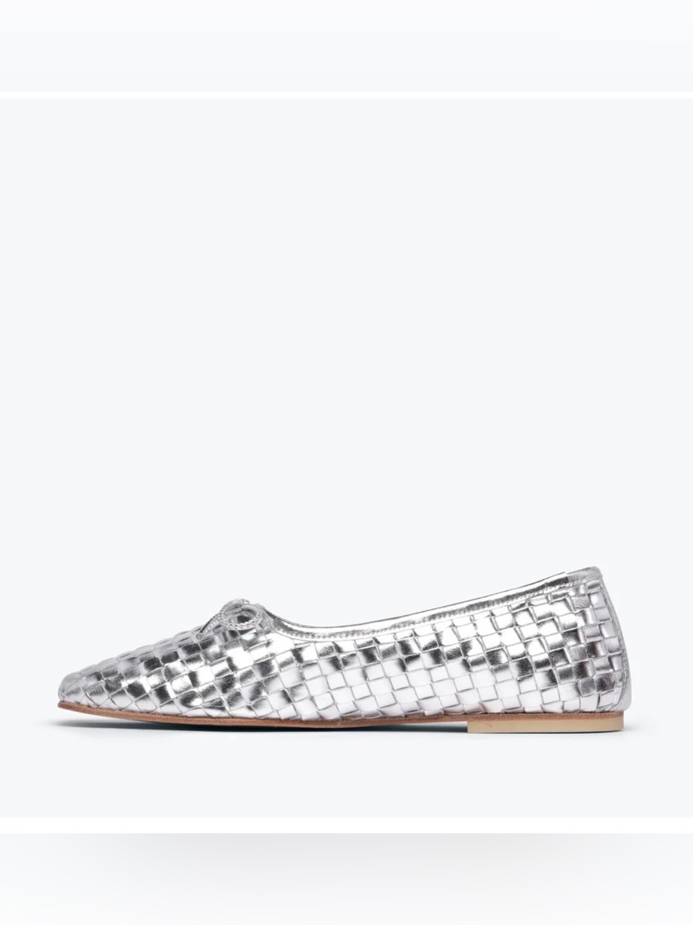Freda Salvador Metallic Silver Woven Leather Ballet Flat